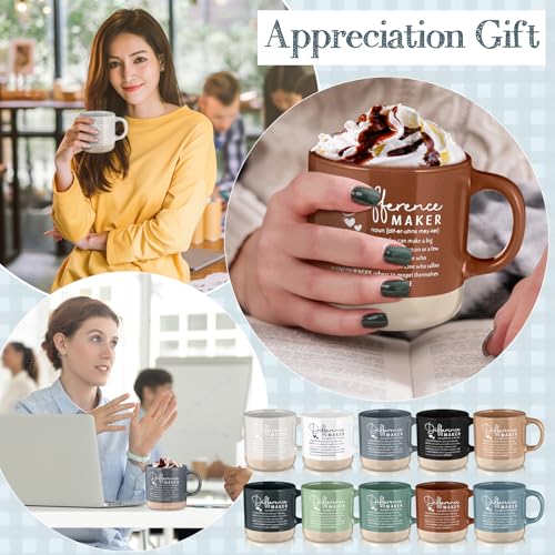 10 Pcs Difference Maker Appreciation Gifts Bulk Inspirational Ceramic Coffee Mugs 13 oz Thank You Mug Housekeeping Appreciation Gifts for Teacher Boss Leader Office Coworker Staff (10 Count)