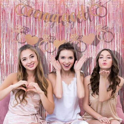 Rose Gold Tinsel Foil Fringe Curtains