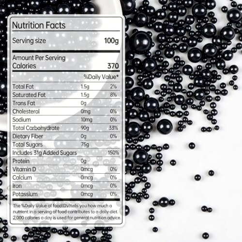 Edible Black Pearl Sprinkles for Cake Decorating (5.29 Ounce)