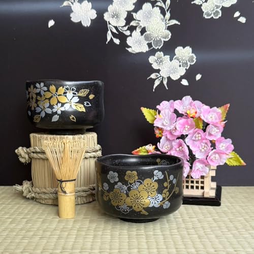 Japanese Traditional Mino Ware Handcrafted Mini Matcha Chawan Tea Bowl Cup Set With Chasen Bamboo Tea Whisk Ceremony Tableware Pottery