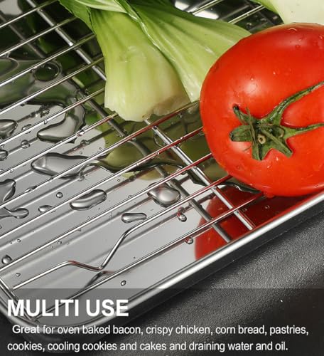 MCIRCO 6 Piece Stainless Steel Baking Sheet with Rack with Silicone Baking Mat Set (6 Count)