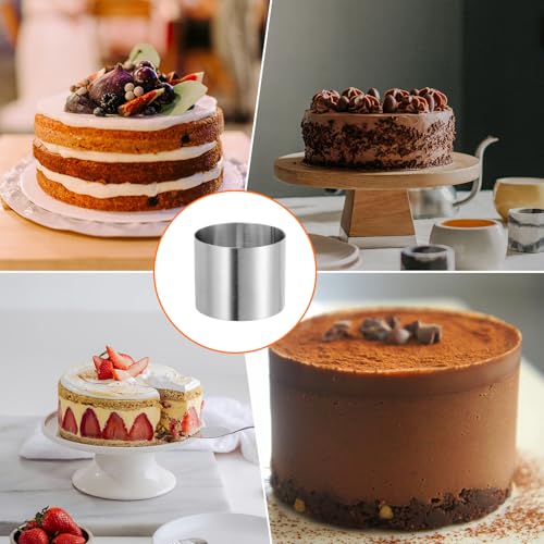 Round Cake Ring 2.36 x 2 Inch Seamless Stainless Steel Pastry Mousse Dessert Ring Mirror Coating for Baking Cooking Making Tool