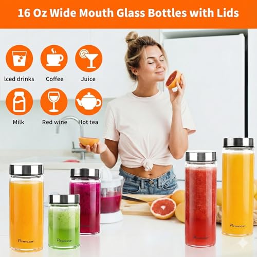 Glass Juice Bottles 6 Pack 10 oz (6 Count)