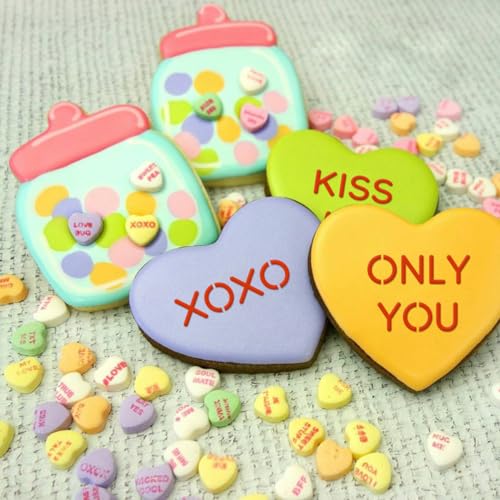 6in Hearts Love Cookie Stencils for Royal Icing (16 Count)
