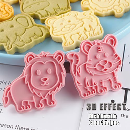 8 Pcs Animal Cookie Cutters Set Baking Molds 3D Animal Press type Cookie Cutter for Baking