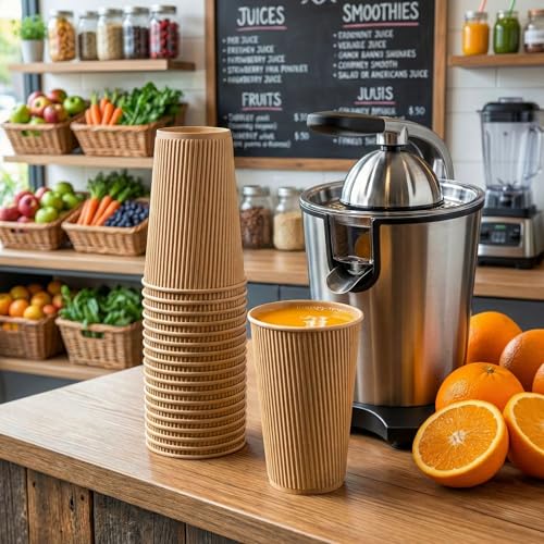 Coffee Cups 500 Pack of 16 oz Ripple Wall Insulated Coffee Cups Non (500 Count)
