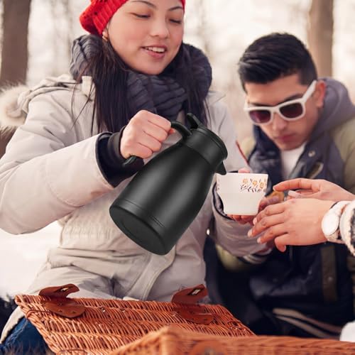 2 Pcs Thermal Coffee Carafe Insulated Stainless Steel Coffee Carafe for Hot Liquid Vacuum Thermal Pot Creamer Pitcher Dispenser with Brushes Keeping Hot Water Milk (2 Count)