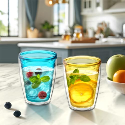 Alaska - 16-Ounce Insulated Tumblers (Set of 4), Double-Wall Drinking Glasses, Mixed-Color Reusable Cups, BPA-Free, Shatter-Proof, Dishwasher-Safe (4 Count)