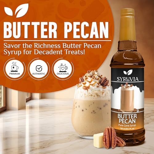 Coffee Syrup Butter Pecan Flavored Syrup for Drinks (25.4 Fl Oz)