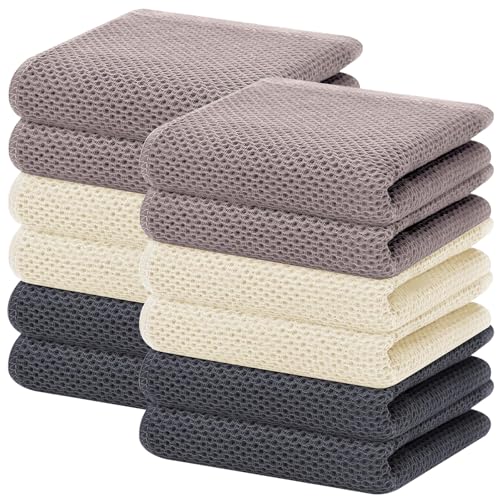 100% Cotton Waffle Weave Kitchen Dish Towels 12 (12 Count)