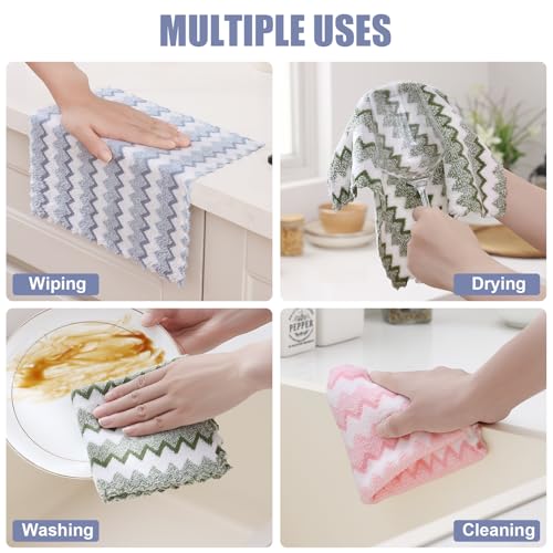12 Pack Double Waves Coral Velvet Dish Cloths (12 Count)