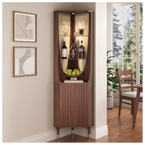 Tall Corner Bar Cabinet for Liquor