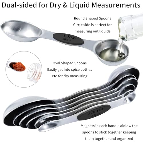 Stainless Steel Measuring Cups and Spoons Set with Silicone Handle