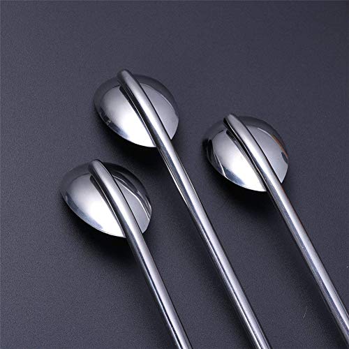 8pcs 2 in 1 Stainless Steel Straws Spoons with 2pcs Cleaning Brushes