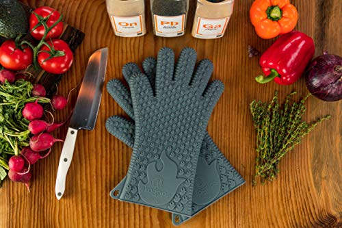Ekogrips Premium Heat Resistant BBQ Grilling Gloves for Indoor and Outdoor Cooking (2 Count)