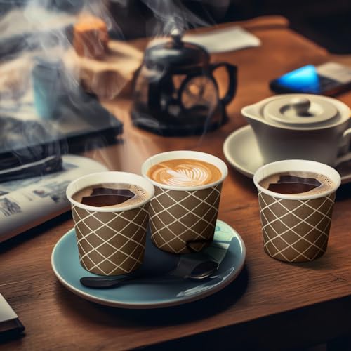 200 Pcs Count 3 oz Disposable Coffee Cups Disposable Espresso Cups Small Paper Cups 3 oz Cups for Coffee Tea Cocoa Juice Mini Paper Cups for Cafes Offices and Home