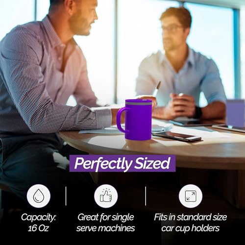 Iconic 16oz Double Wall Insulated Desk Mug with Lid & Handle