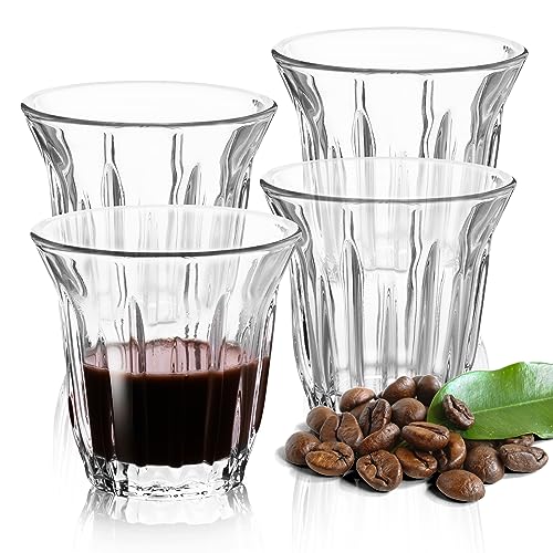 Espresso Cups Set of 4 Clear Glass Cups 3oz for Coffee (4 Count)