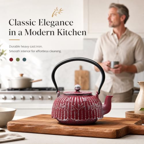 SECHUDO 40.6oz Red Tea Pot