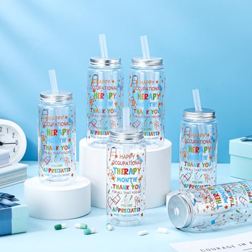 24 Pcs 14.2oz OT Month Tumbler Plastic with Lid and Straw (24 Count)