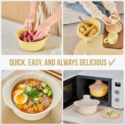 48oz Platinum Silicone 3 Compartmented Microwave Steamer Pot with Handle & Lid