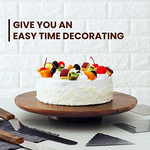13" Acacia Cake Stand Rotating