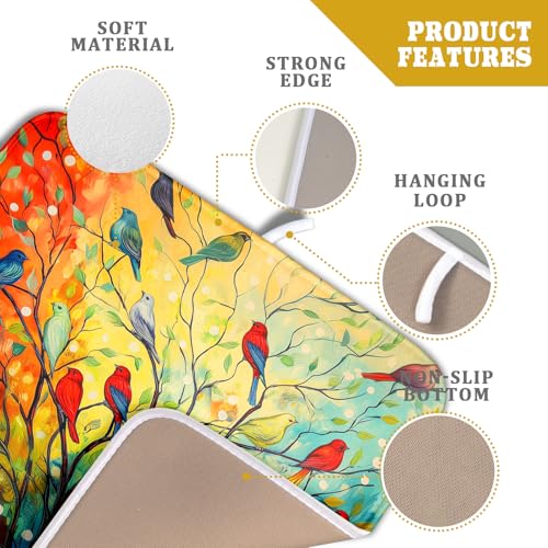 Colorful Spring Summer Tree Bird Dish Drying Mats for Kitchen Counter 16”x18” Absorbent Reversible Microfiber Spring Floral Dish Drying Pad Seasonal Flowers Mat Dish Draining Mat for Countertop Decor