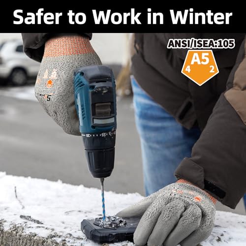 12 Pairs Winter ANSI A5 Cut Gloves (12 Count)