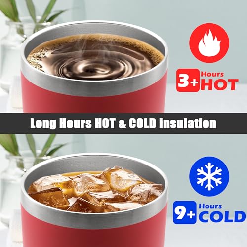 20oz Tumbler Insulated Coffee Tumblers with Lid Stainless Steel Red 8P (8 Count)