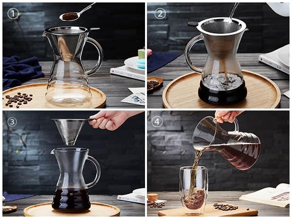 Pour Over Coffee Maker with Permanent Stainless Filter 27 fl oz (27 Fl Oz)