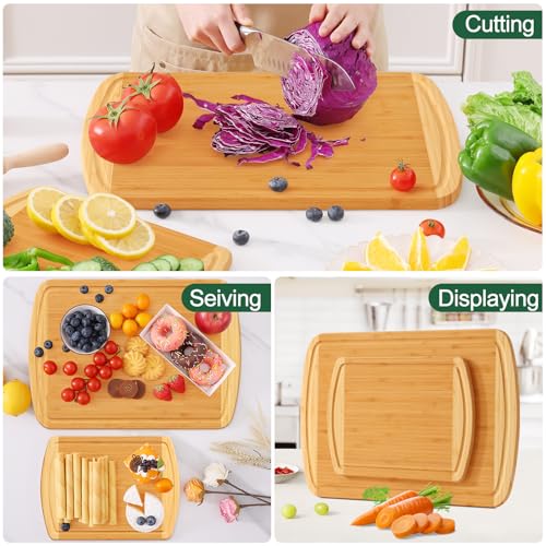 Bamboo Cutting Boards for Kitchen Set of 2 (2 Count)