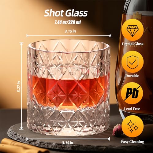 Crystal Whiskey Glasses Set of 2 Old Fashioned Glasses Hand Blown (2 Count)