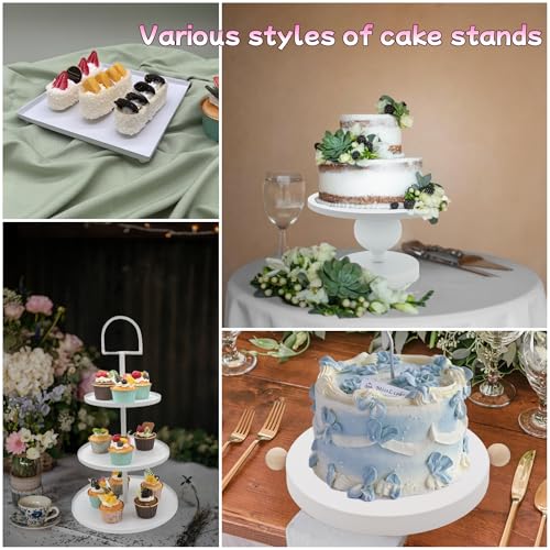 Set of 7 White Cake Stands Metal Dessert Display Holder Table Decor (7 Count)