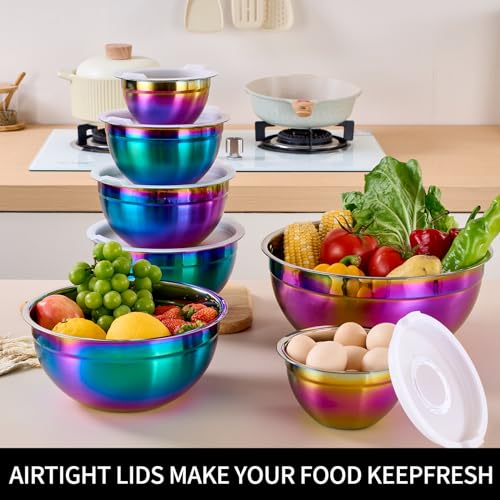 Rainbow Mixing Bowls with Lids Set of 7