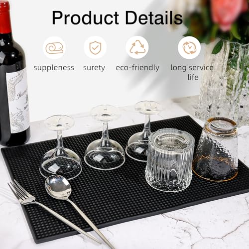 4 Pcs Black Bar Mats for Countertop