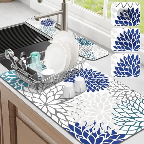 2PCS 17" x 32" Dish Drying Mat & 24" x 5.5" Sink Splash Guard (2 Count)