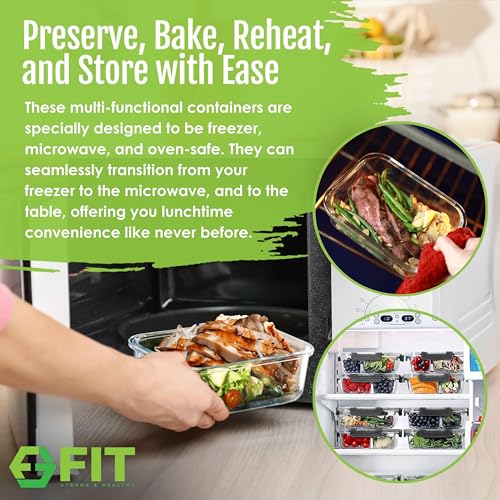 Glass Meal Prep Containers 1 & 2 & 3 Compartments (3 Count)
