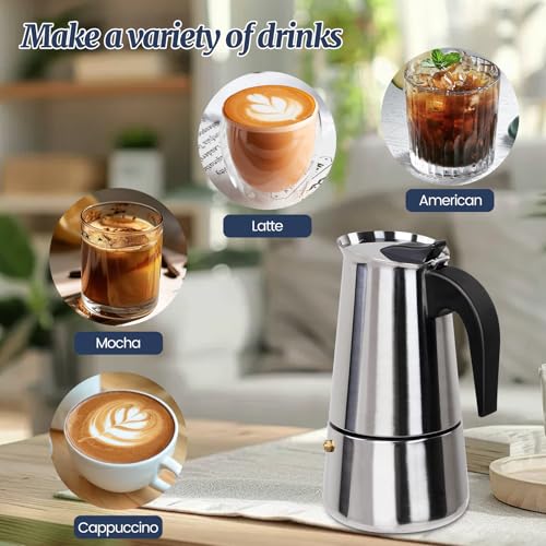 9 Cup Moka Pot Stainless Steel 450ml Italian Espresso