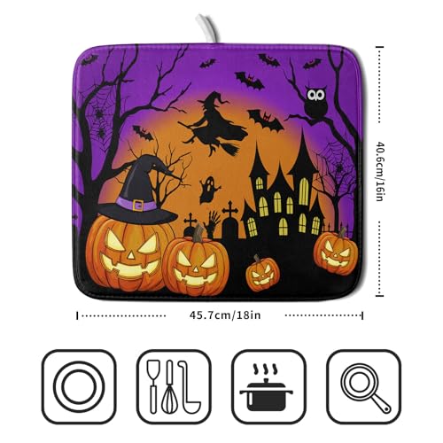 Happy Halloween Pumpkin Dish Drying Mat for Kitchen Counter