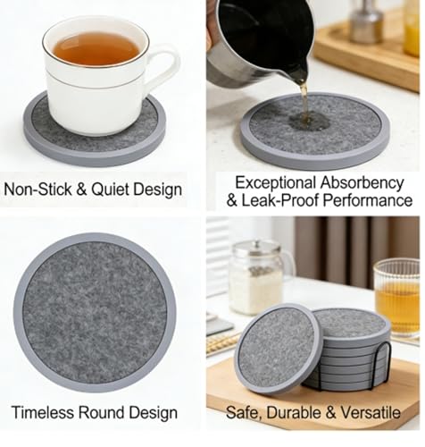 Absorbent Coasters for Drinks with Holder (7 Count)