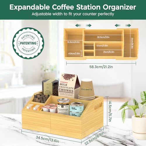 Extendable Coffee Station Organizer Countertop