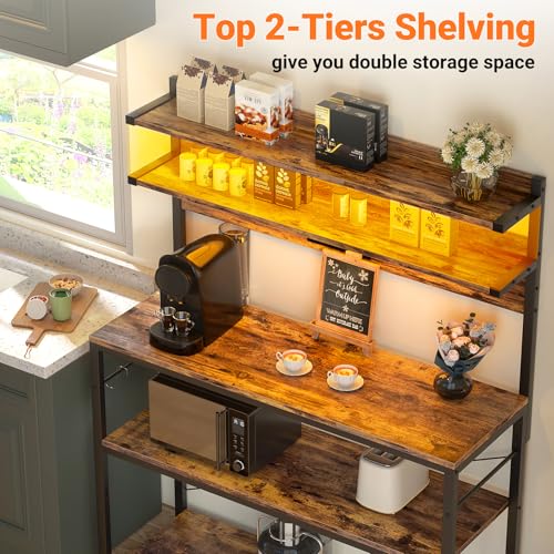 Bakers Rack with Power Outlet & RGB LED