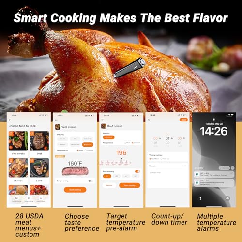 Wireless Meat Thermometer with 4 Probes