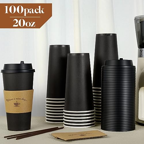 50 Pack 20 oz Paper Coffee Cups for Hot Chocolate Drinks (50 Count)