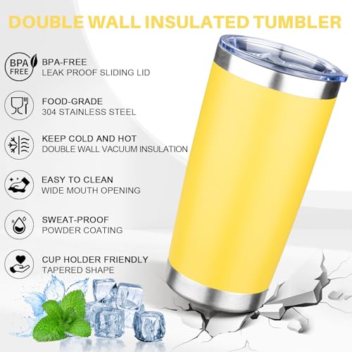20oz Tumbler with Lid Double Wall Vacuum Insulated Travel Coffee Mug Stainless Steel Thermal Cup Powder Coated Sturdy Coffee Tumbler Bulk for Hot and Cold Beverages (4 Count)