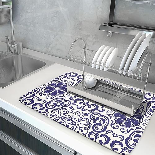 Boho Ethnic Design Dish Drying Mat for Kitchen Counter