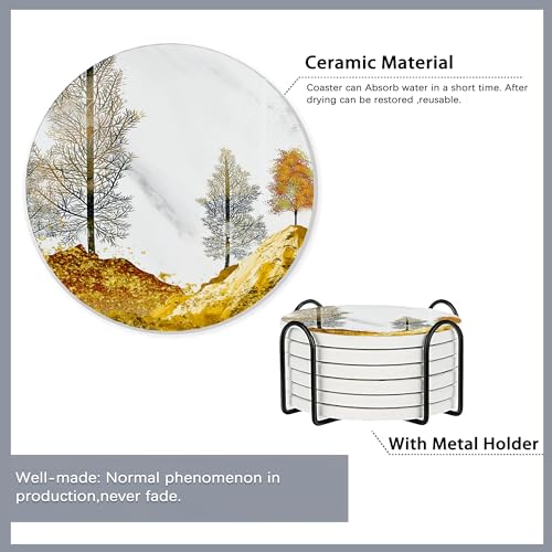 Drink Coasters Set of 6 with Holder