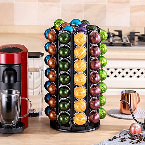 Vertuo Pod Carousel Holder 100+ Pods Capacity Black Sturdy Metal (100 Count)