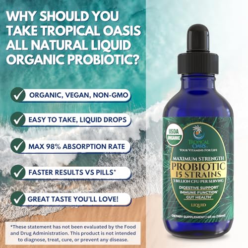 USDA Organic Liquid Probiotics for Men (4.1 Fl Oz)