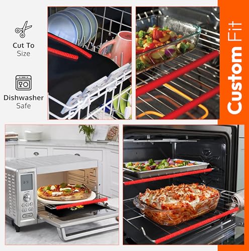Oven Liners for Bottom of Oven 17"x 25" and Silicone Rack Guards Orange 14"